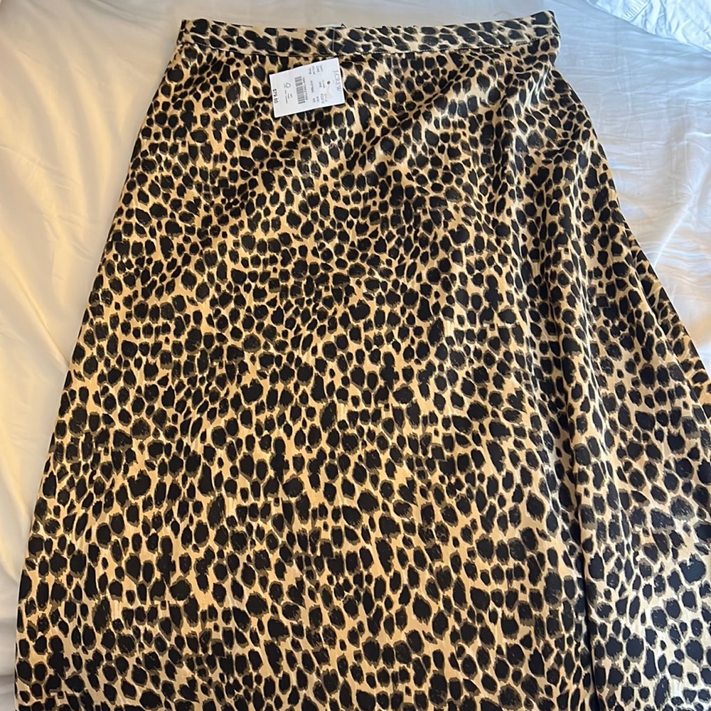 NWT J Crew animal print midi skirt